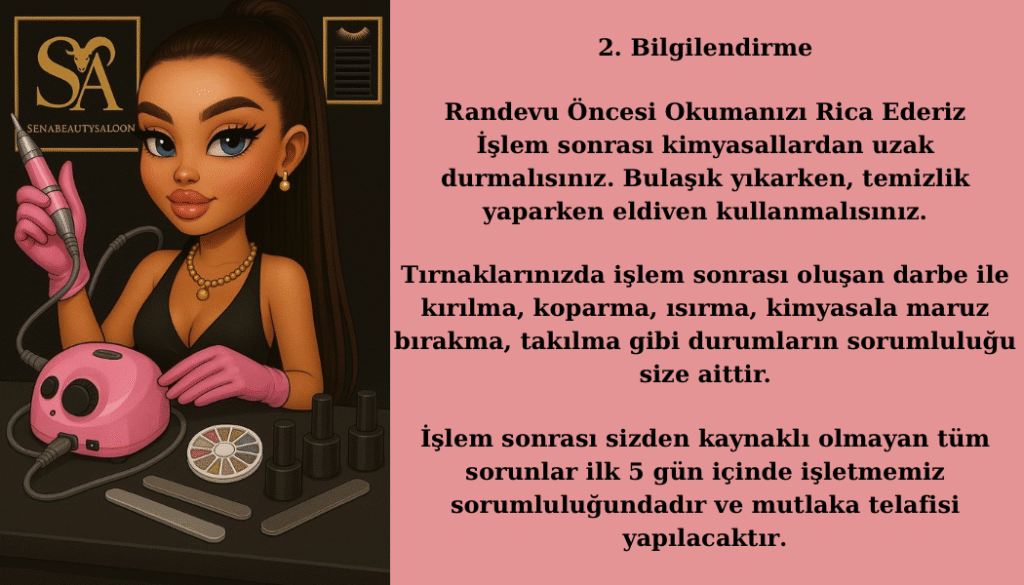 1. bilgilendirme randevu Öncesi okumanızı rica ederiz her zaman önceliğimiz memnuniyetinizdir. bizden kaynaklı gelişen bir sorun varsa (5 gün içinde gelişen) telafi edilecektir. 2